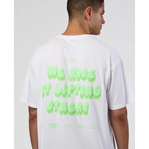 LSKD Together We Rise FLXCotton Oversized Tee White Solar Lime XL USST03339 NWT